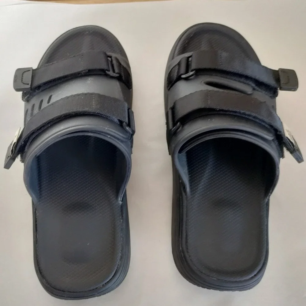 Suicoke Black Adjustable Strap Platform Slide Sandals Mens 7 Womens 9 OG-044V